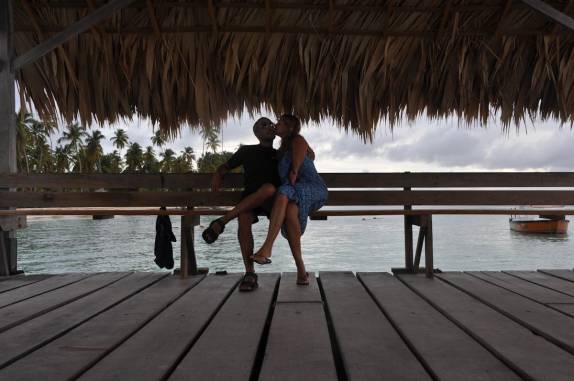 Clima romântico no pier de Pigeon Point, durante o fim da tarde (Crown Point - Tobago)